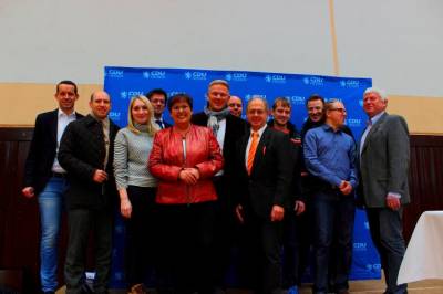 Vertreter der CDU Dieburg, angeführt vom Vorsitzenden und Bürgermeisterkandidaten René Exner, mit Patricia Lips MdB nach der Veranstaltung.