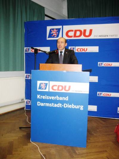 CDU-Kreisvorsitzender Manfred Pentz MdL bei der Begrüßung der Delegierten und Gäste